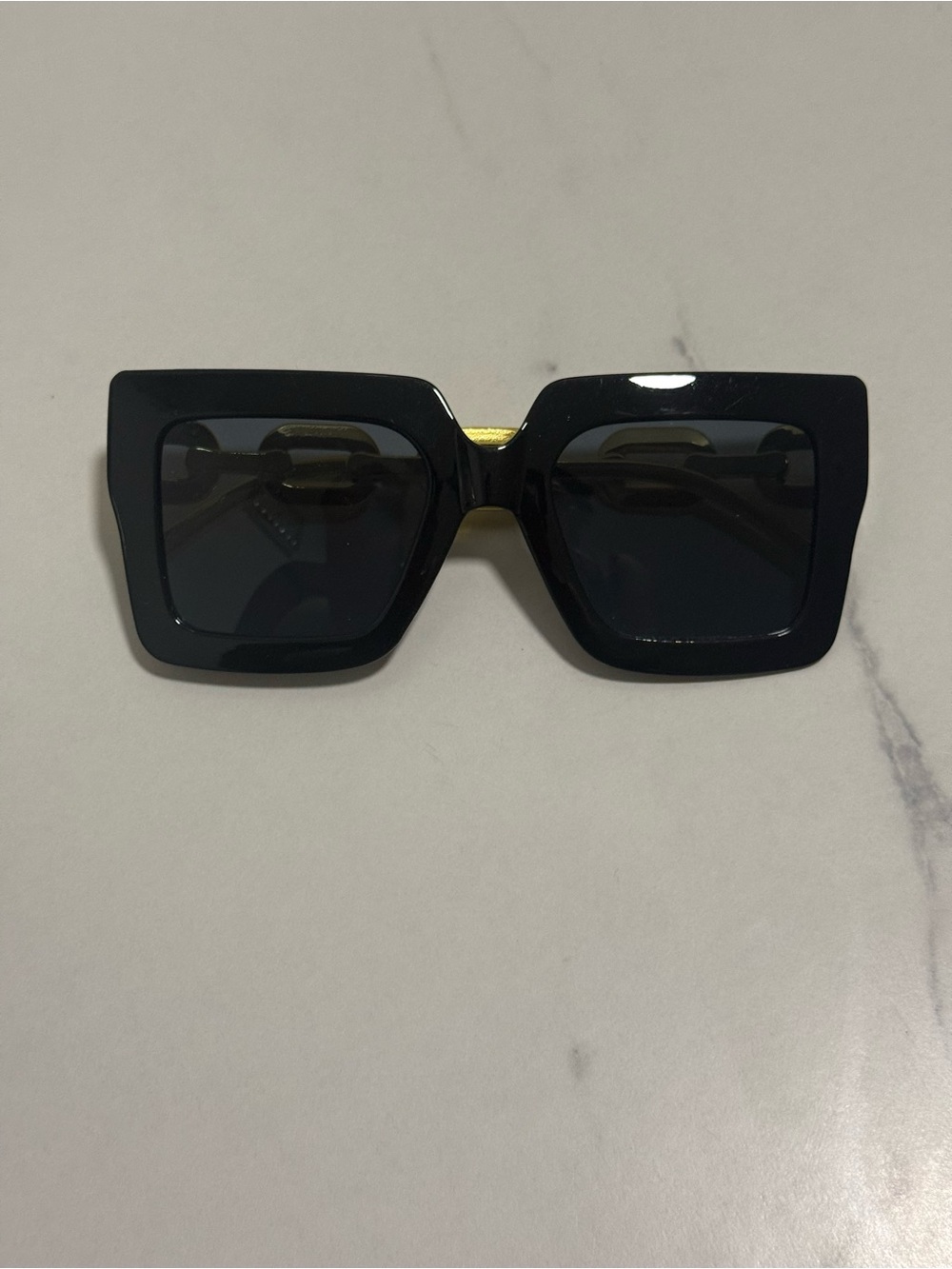 Pink Rectangular Chain-Templed Sunglasses - Picture 4 of 5